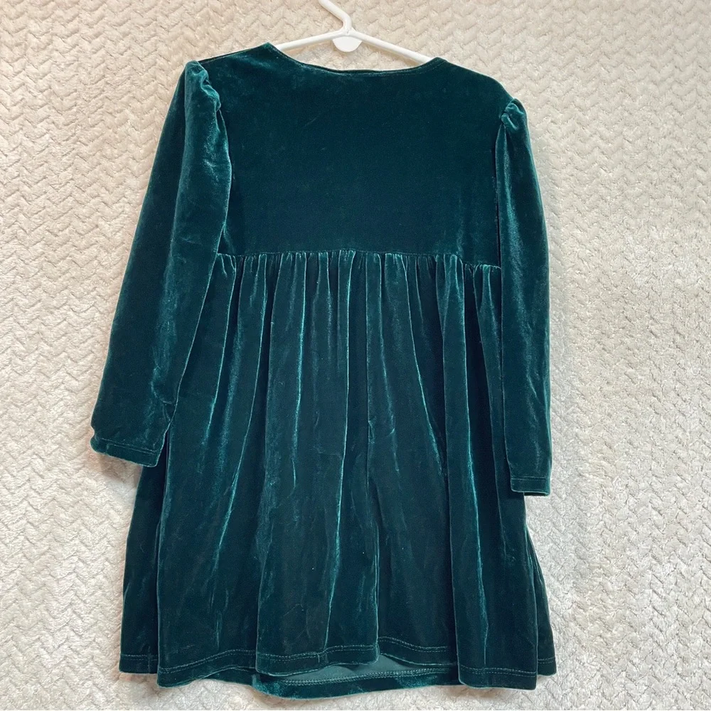 Vintage 90s New Moves‎ Girls Green Velvet Long Sleeve Dress size 4